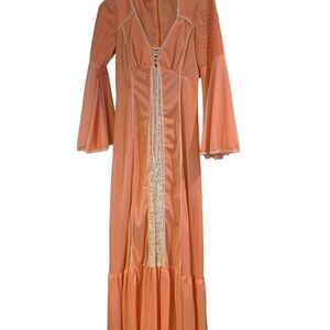 Handmade 1970’s Elegant Peach Maxi Dress